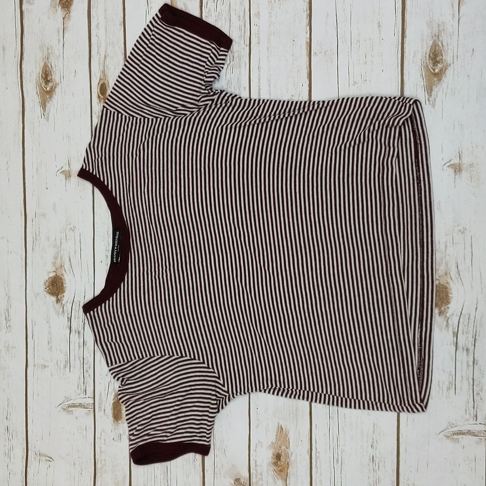 Brandy Melville Maroon/White Striped Crop OS